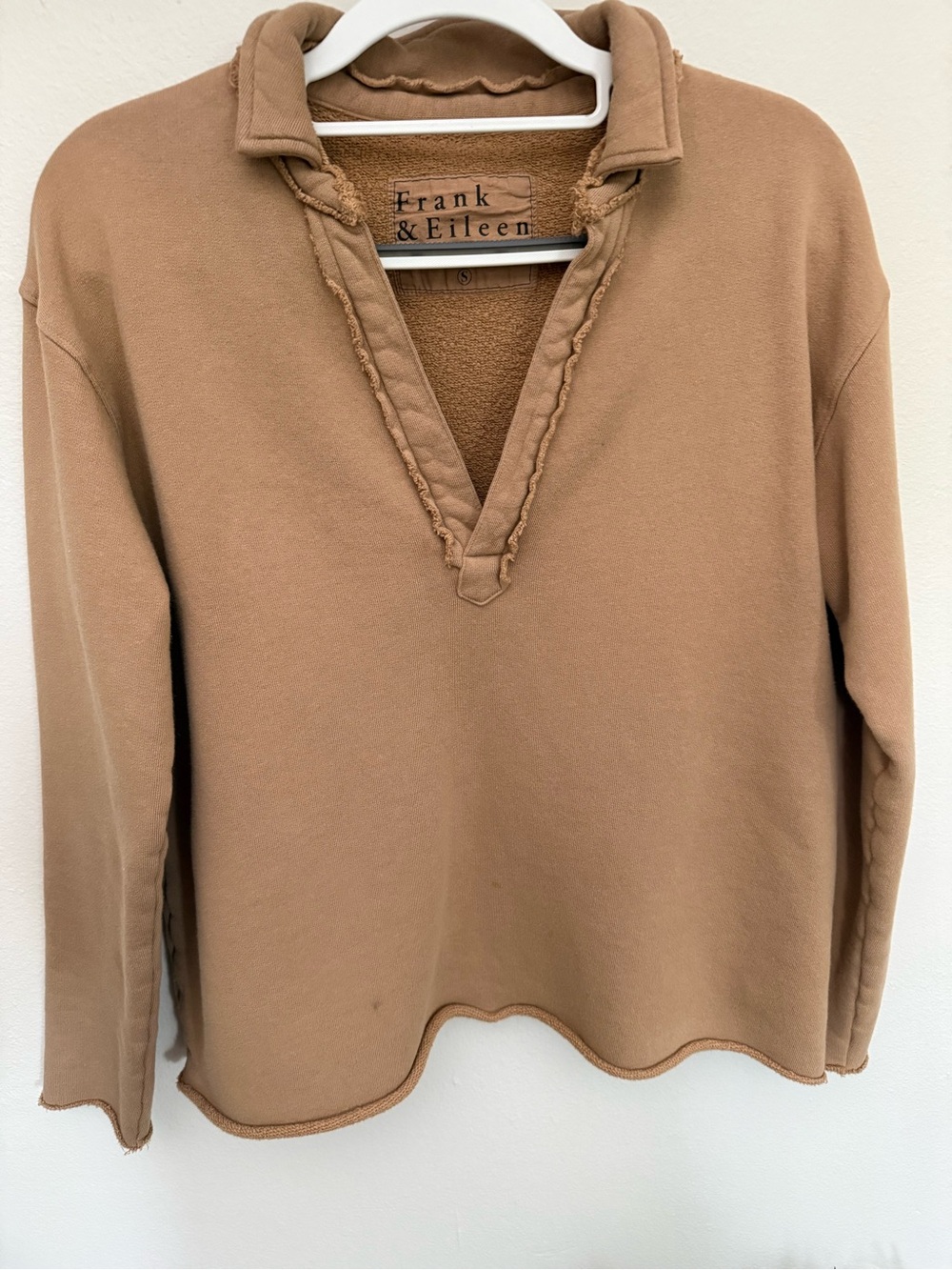 Frank & Eileen Patrick Camel V‑Neck Pullover Sweater